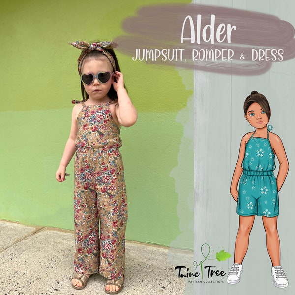 Alder - Jumpsuit, Romper, Dress and Maxi PDF Sewing Pattern - Size 3-14