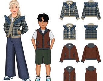 Kids Jacket and Vest Size 1 - 14 PDF Sewing Pattern