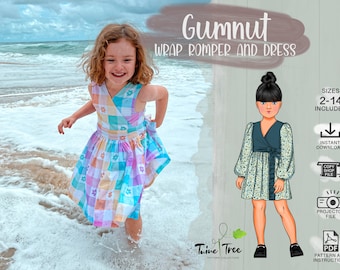 Wrap Romper & Dress PDF Sewing Pattern Kids Sizes 2-14