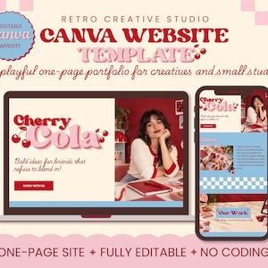 Retro Canva Portfolio Website Template for Freelancers, Creative Studios and Small Businesses
