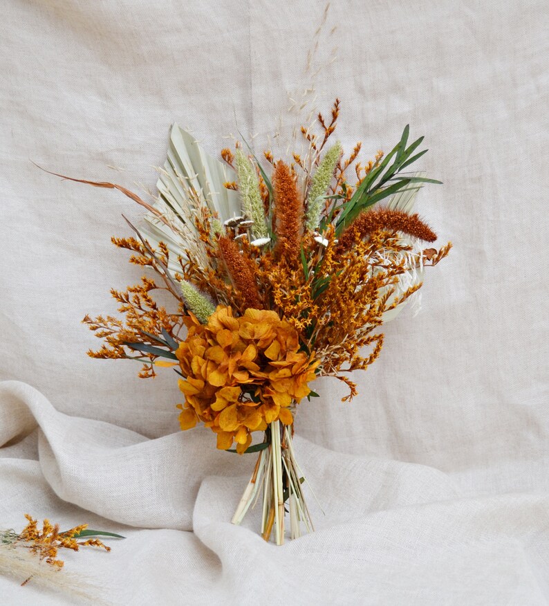 Burnt Orange Dried Flowers Vase Arrangement/ Hydrangea Etsy