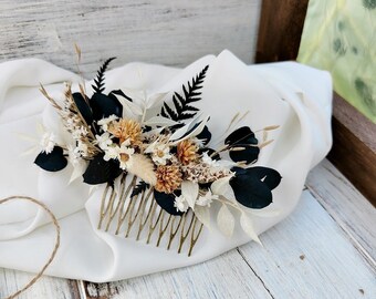 Romantic Greenery Hair Comb Bridal Flowers/ Eucalyptus Bridal Hair Comb/ Preserved Flower Wedding Hair Accessories/ White and Green Comb.