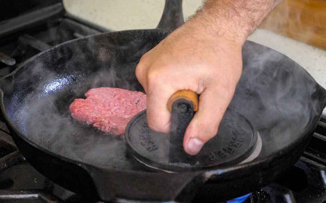 The Burger Smasher Cast Iron Burger Press Cook Perfect Etsy