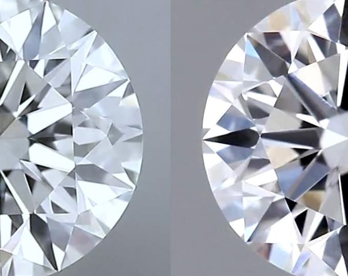 GIA Certified Natural Diamond Pair, 1.06 TCW, Round Brilliant Cut, VVS1, F Color