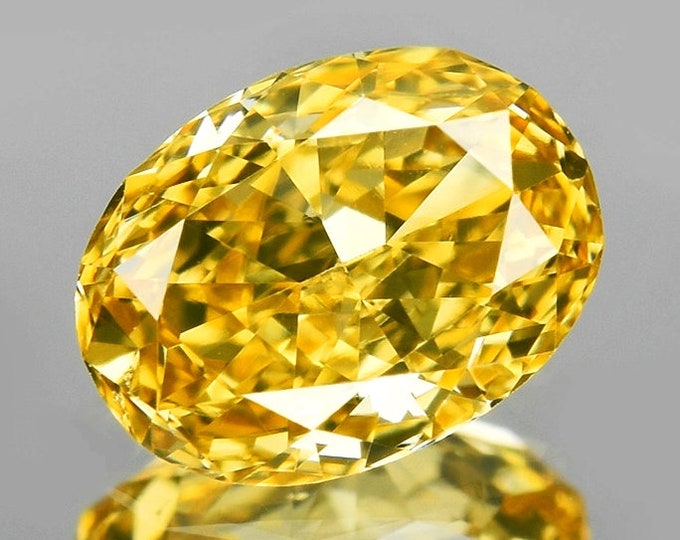 Wowza! NAGL Lab-Certified, Natural, Untreated, Oval Cut Fancy Intense Yellow Diamond! TONS of Brilliance! Appraised at 2,450 Dollars!