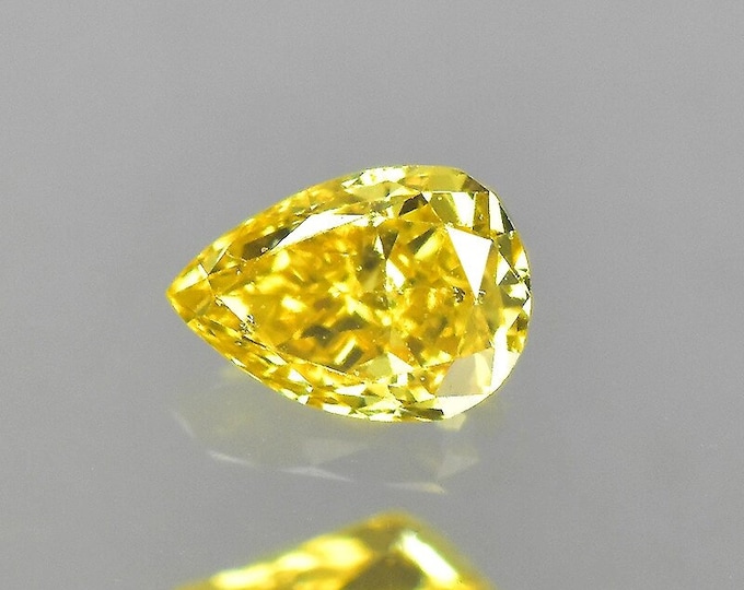 Stunning, Sparking, Lab Certified, Natural, Untreated .48 Carat, Pear Cut Fancy Yellow Diamond! Appraised At 3,850 Dollars!