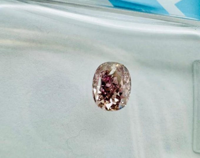 100% Natural, Untreated, IGI Certified, Oval Cut, .36 Carat, I1 Clarity, Fancy DEEP Color Rated, Brown-Pink Diamond!