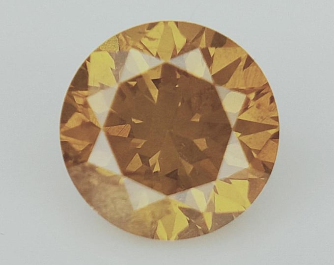 GIA Certified, Natural, Untreated, .42 Carat, Brilliant Round Cut, FANCY VIVID Orange-Yellow Diamond