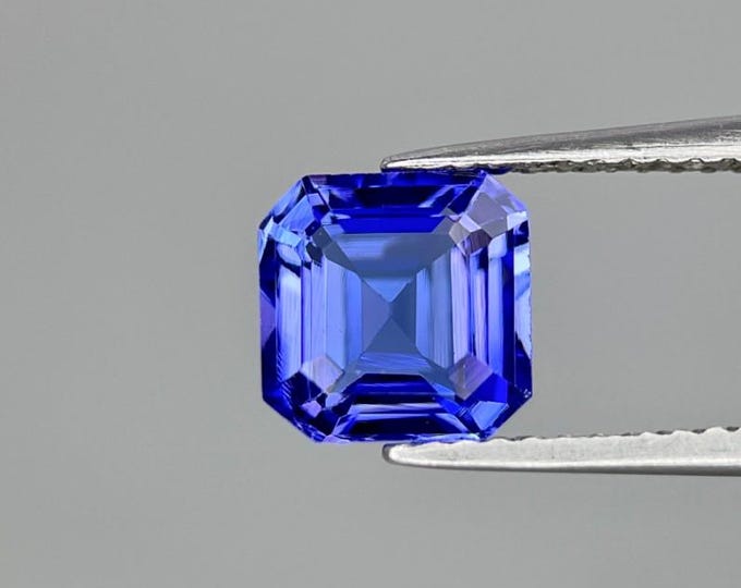 ICA Lab Certified, Natural, 2.05 Carat, Square Cut, Eye Clean, AAA Color Tanzanite