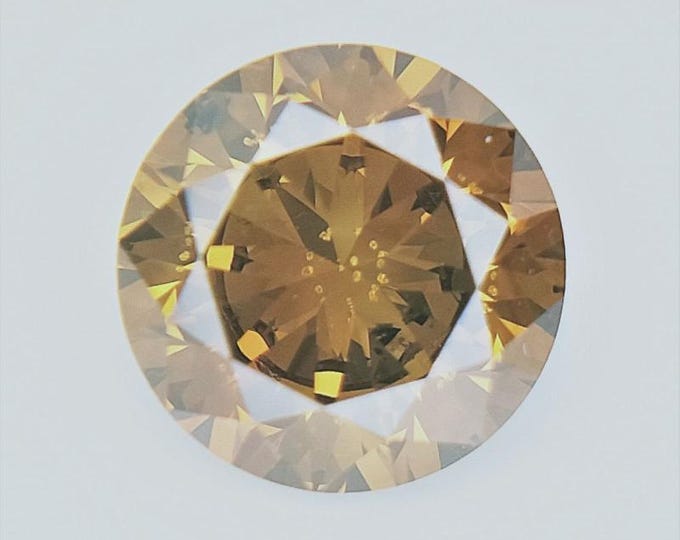 GIA Lab-Certified, Natural, Untreated, .50 Carat, Brilliant Round Cut, SI Clarity, Multi-Colored Orangey Diamond