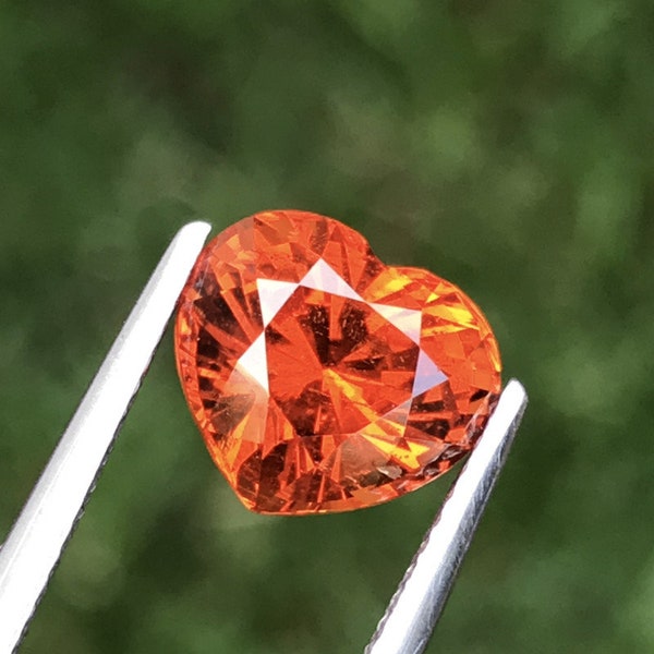 Astounding Perfect "Mandarin Orange Color" Heart Cut, LARGE Lab Certified, Spessartite Garnet! Full of Fire! Appraised at 2,100 Dollars!