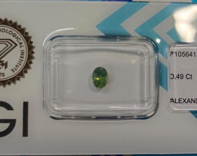 IGI Lab-Certified, .49 Carat, Natural, Oval Cut, Untreated Color-Change Alexandrite