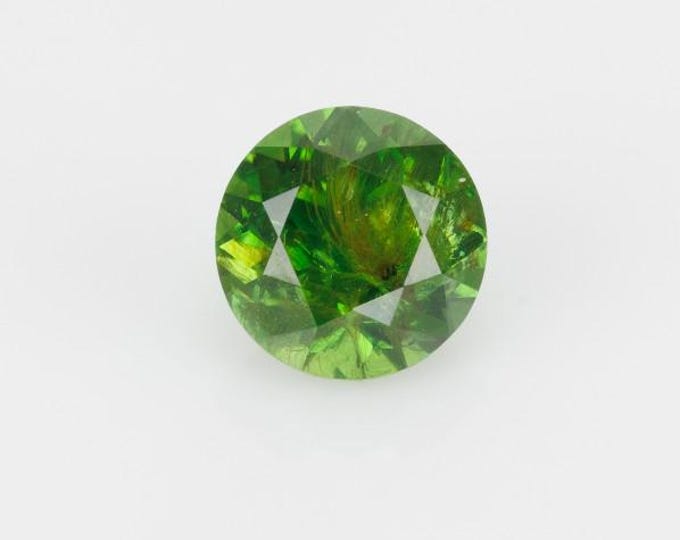 Lab-Certified, Russian Origin, .66 Carat, Round Cut, Demantoid Garnet with RARE Horsetail Inclusions