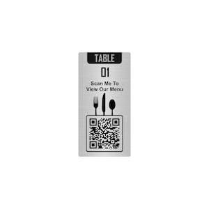 Op maat gemaakte aluminium tafelnummerborden met QR-code | Duurzaam metalen bord van 0,45 mm voor restaurants, cafés en bars (10 stuks)