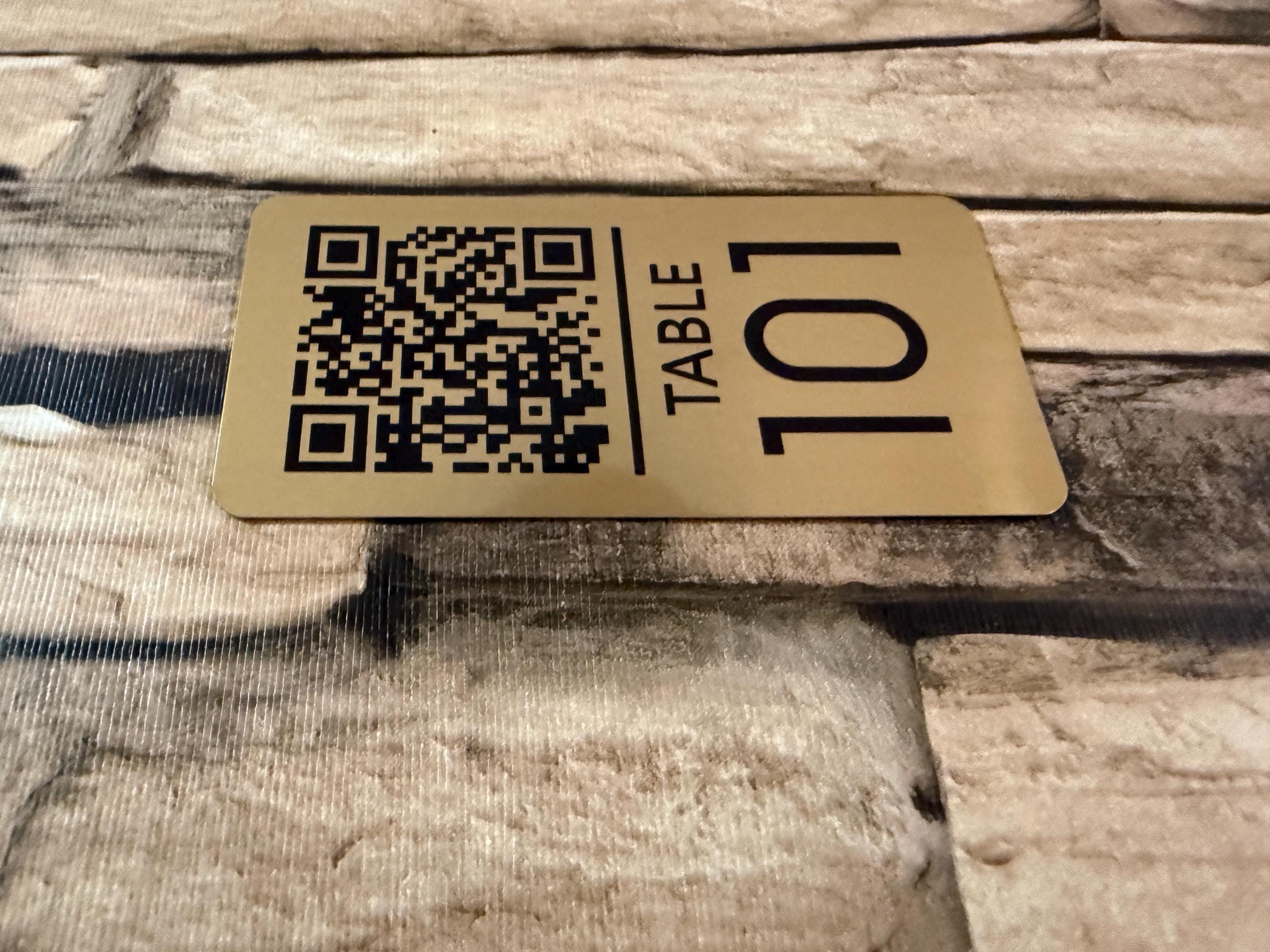 Custom QR Code Table Number Sign, Aluminum Restaurant Menu QR Card ...