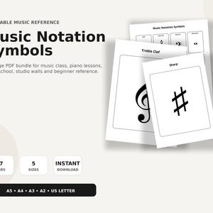 Tabela de Símbolos de Notação Musical, PDF para Impressão, para Teoria e Aulas.