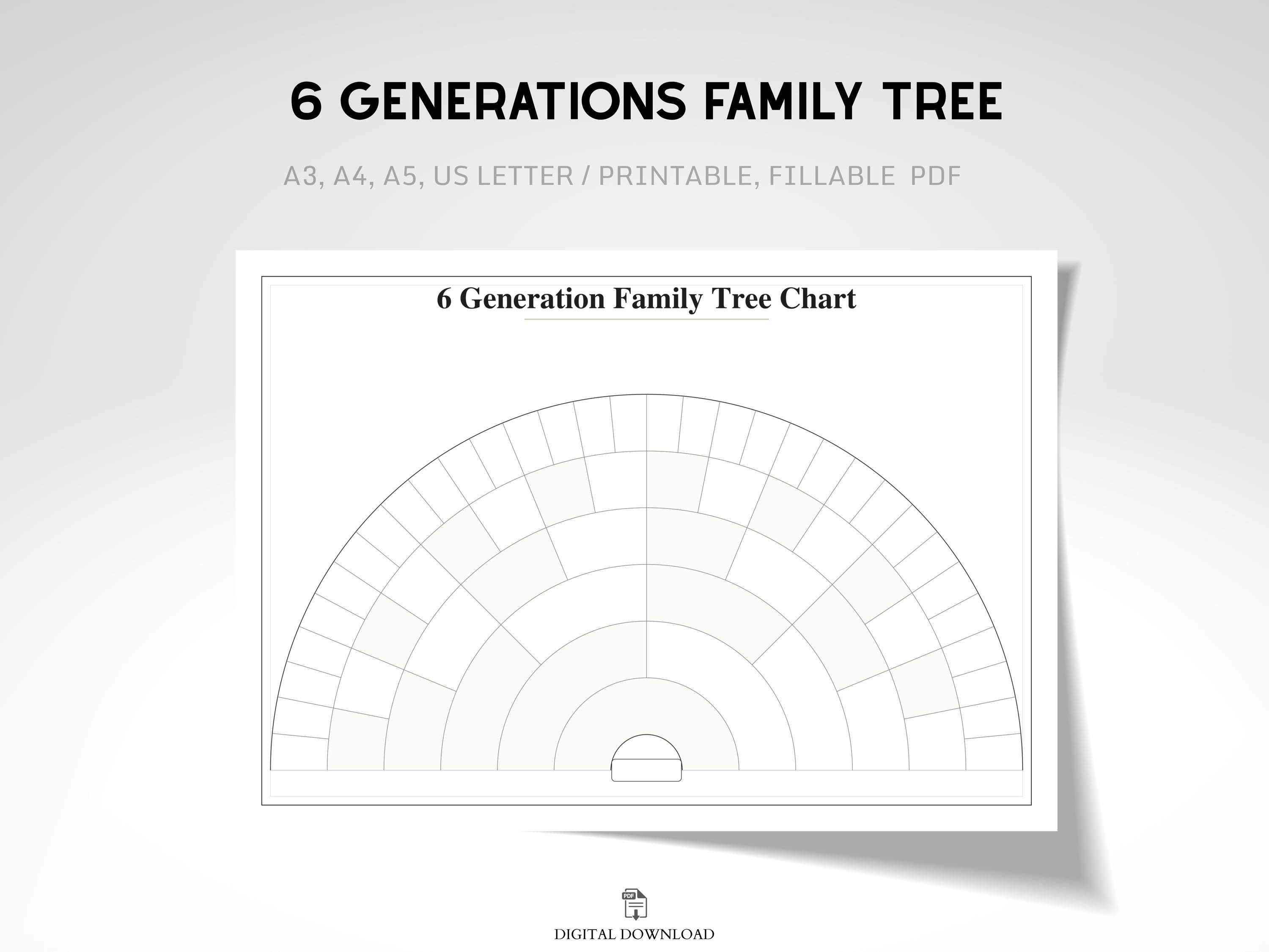 Six Generation Chart.pdf 6 Generation Family Tree Chart Printable, Fillable PDF Family Tree ...