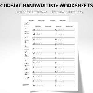Hojas de práctica de escritura cursiva / Hojas de caligrafía imprimibles (PDF)