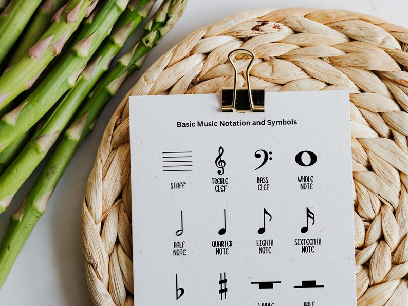 Music Notation Chart Printable PDF, Basic Music Symbols Poster ...