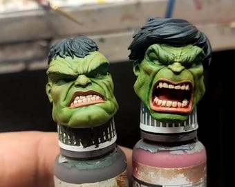 Custom Hulk Head Sculpt Set – 1/12 Scale Action Figures, 2 Green Rage Options