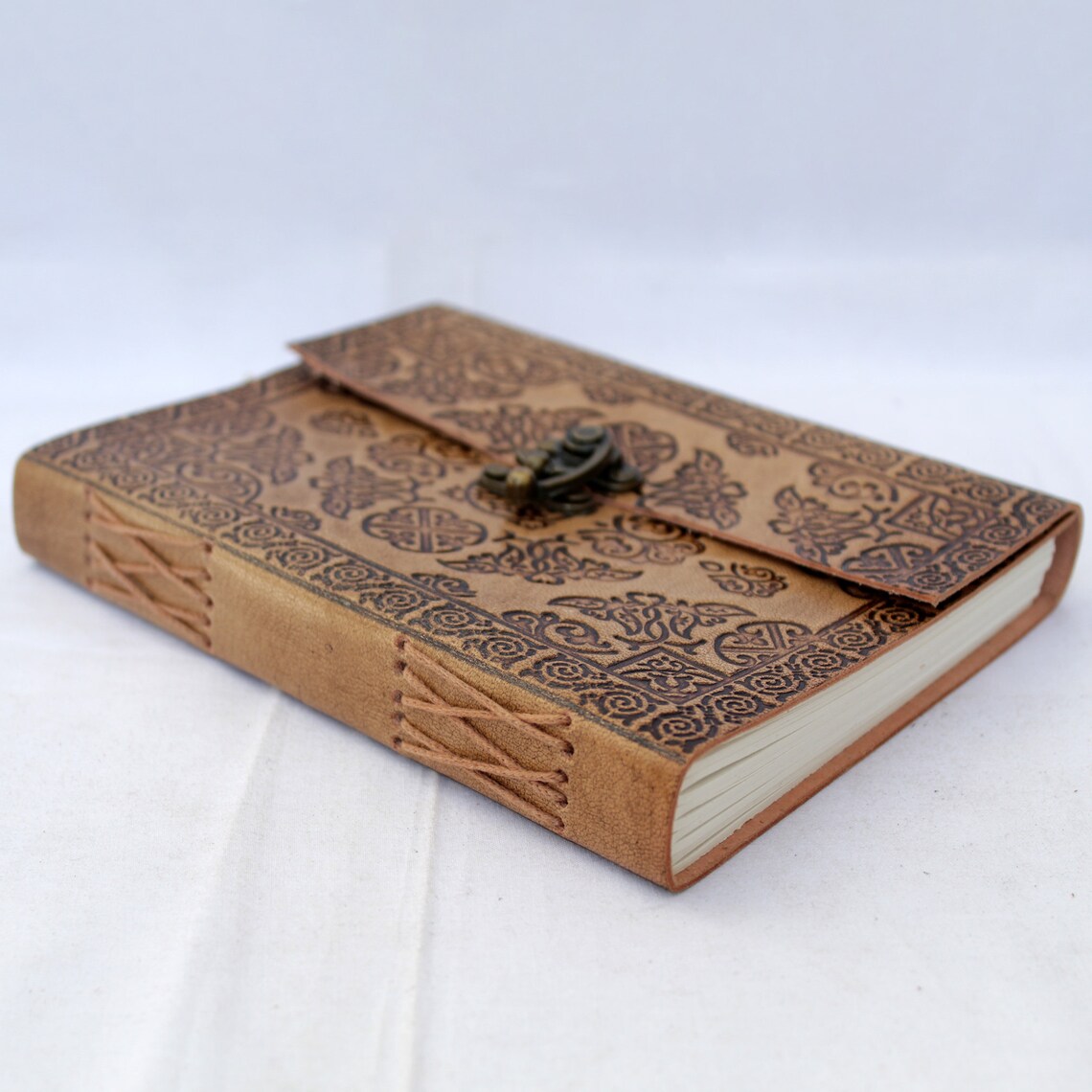 Handmade Leather Journal Covered With Full Patterns Handmade Etsy