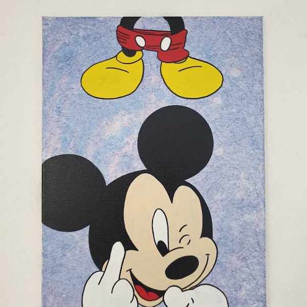 Peinture acrylique sur toile tendue,  mickey