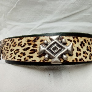 Collare per cani in pelle verde leopardo