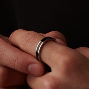 Black and Silver Band Ring, Minimalistic Band Ring for Men and Women, Unisex Jewellery, Personalised Ring, Quote Ring, Anniversary Gift,