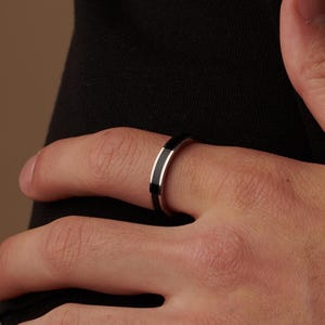 Personalized Black Band Ring: Thin Stainless Steel, Unisex Jewelry