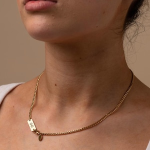 Personalised Gold Curb 3MM Chain Necklace, 18K Gold Plated Jewellery, Minimalist Name Necklace, Dainty Jewelry Gifts for Her, Anniversary,