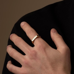 18K Gold Engraved Signet Ring, Initials Name Personalised Ring, Memorial Ring, Unisex Rings, Custom Ring for Men and Women, Gifts for him,