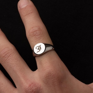 Signet Ring Pinky Ring Custom Personalized Gift for Mens, Women, Unisex. Initial Ring Personalized Jewelry Gift, Friendship Statement Ring