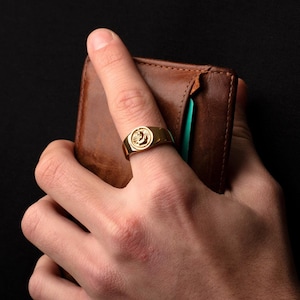18k Gold Greek God Zeus Ring, 316L Stainless Steel Signet Ring, Personalised Mens Ring, Mythology Ring, ancient Ring, Engraved Jewellery