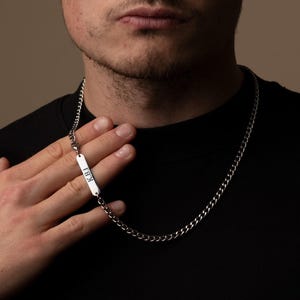 Personalisierte benutzerdefinierte Name 5 mm Panzerkette Halskette für unisex, Männer, Frau, Silber Kette Halsketten benutzerdefinierte Daten oder Initialen, individuelles Geschenk