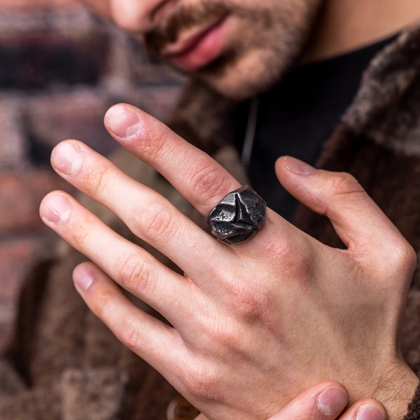 Lava Rock Ring Mens Signet Ring, Statement Rings, Chunky Rings, Detailed Rings, Mens Jewellery, Stackable Rings, Womens Jewellery, Hip hop