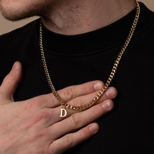 Collar de cadena con colgante de inicial de oro para hombres y mujeres, collar con nombre, colgante de letra para collar, regalos personalizados, cadenas de oro de 18 quilates para hombre
