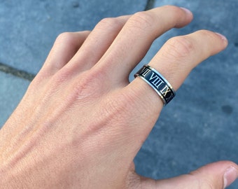 Romeinse cijfers Band Ring | Cijfers Band Ring | De Ringen van mensen en van Womans | Roestvrijstalen ring | Sieraden | Unisex Ring Heren Dames | bijouterieën