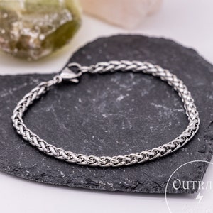 Tarweketting 5 mm armband, man-vrouwarmband, schakelarmband, gepersonaliseerde sieraden, aanpasbare unieke geschenken, zilveren armbanden, heren