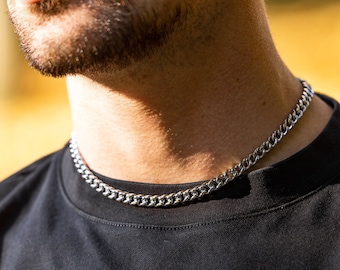 Silver 7mm Curb Chain 16 Inch | Fashionable Necklace Chain | Curb 7mm | Steel Mens Silver Chain | Trending Chain Womans | Man Chain