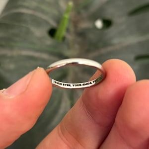 Thin Band Ring, Minimalist Engraved Thin Band Ring, Everyday Stackable Dainty Jewelry, Personalised Personalized Engraved Message Ring