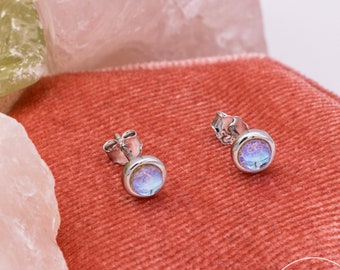 Sterling Silver Moonstone Stud Earrings, Moonstone Crystal Earrings, Minimalist Earrings, Mermaid Tears Earrings, Moonstone Glass studs,