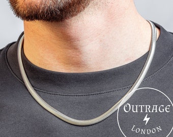 6mm Silver Snake Chain Necklace, 6mm Flat Silver Chain, Mens Jewlery, Mens Necklace Chain, Silver Chain Necklace For Men - Outrage London