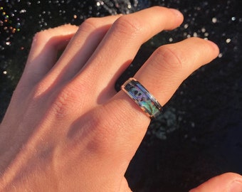 Abalone Band Ring | Greek pattern Band Ring | Mens and Womans Rings | Stainless Steel Ring | Jewelry | Unisex Ring Mens Womens | Jewellery
