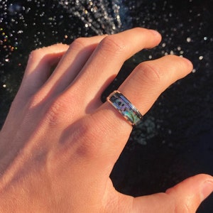 Abalone Band Ring | Greek pattern Band Ring | Mens and Womans Rings | Stainless Steel Ring | Jewelry | Unisex Ring Mens Womens | Jewellery