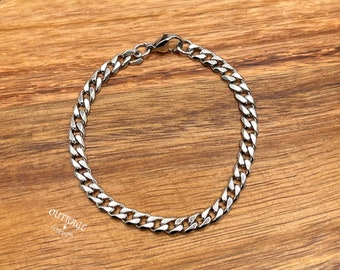 Curb 5mm Silver Bracelet | Mens And Womans Bracelets | Man Girl Unisex Bracelet | Chain Bracelets | Stylish Jewellery | Jewlery | Gifts