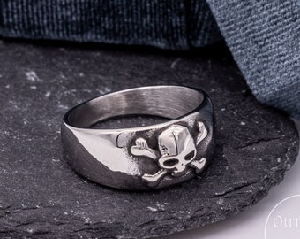 Silver Skull Pirate Band Ring For Men And Woman | Punk Rings | Gothic Rings | Silver Band Rings | Stackable Rings | Girls Man Jewellery Gift