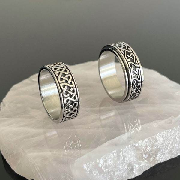 Bague celtique pour hommes | Bague de bande celtique | Bague noeud celtique | Bague écossaise | Bague pour hommes et femmes | Anneaux de bande | Cadeau pour lui, pour elle | Argent