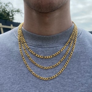 Mens Chain Gold Figaro Chain Necklace Gold Chains for men Stainless Steel Chains 5mm Figaro 18 / 20 / 22 Chain image 2