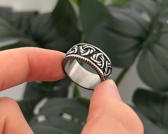 Dreieck Runen Band Ring | Seil Muster Band Ring | Herren und Damen Ringe | Edelstahl Ring Schmuck | Unisex Ring Herren Damen Schmuck