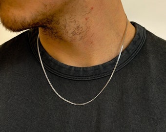 Collar de cadenas de eslabones de acera de plata de ley 925 de 1,8 mm para hombre, collares de cadena para hombre en plata 925, joyería de plata para hombre, joyería de Outrage London